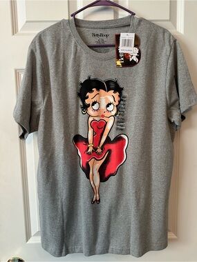Betty Boop Gray Short-Sleeve Tee with Red Graphic
